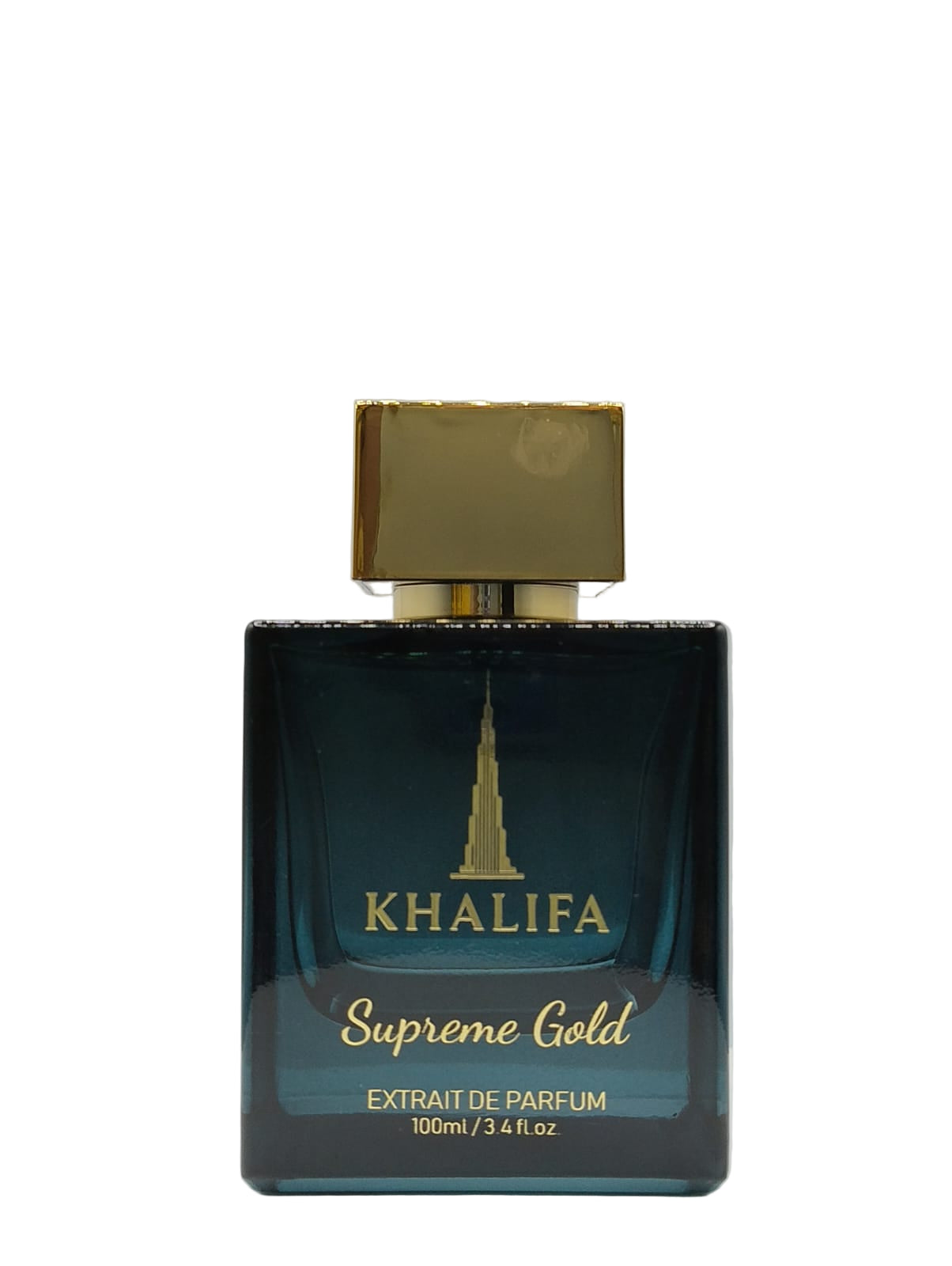 Khalifa Supreme Gold perfume bottle on a white background