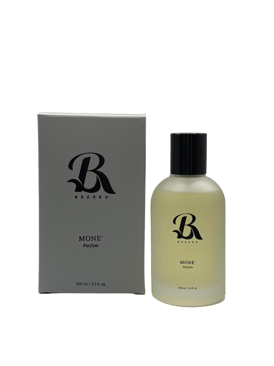 Brerro Mone' parfum bottle and packaging on a white background