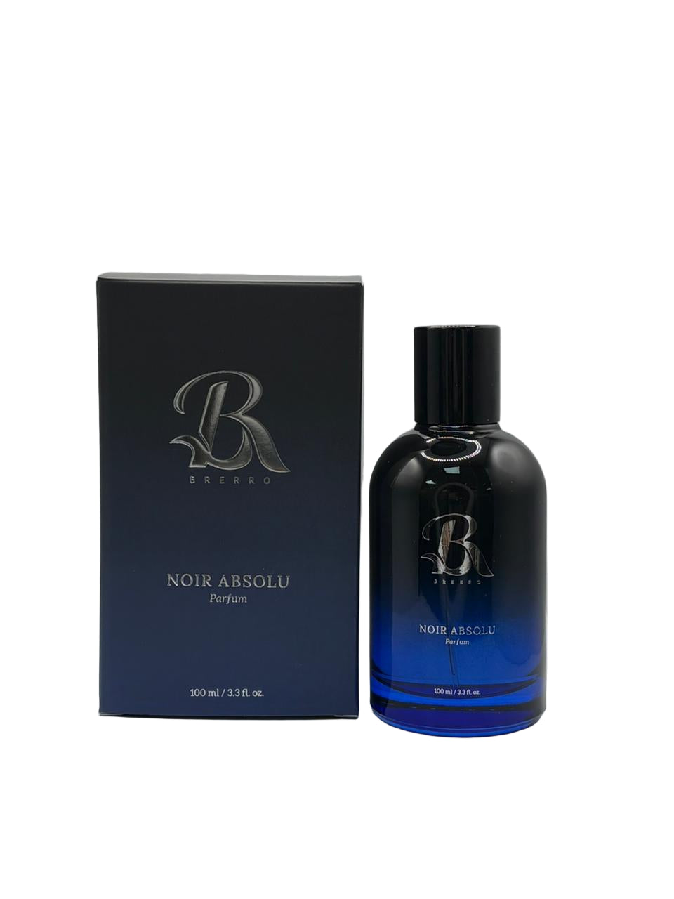 Brerro Noir Absolu perfume bottle and packaging on a white background